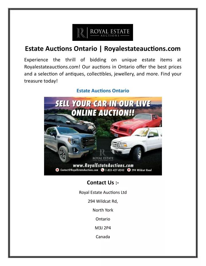 estate auctions ontario royalestateauctions com