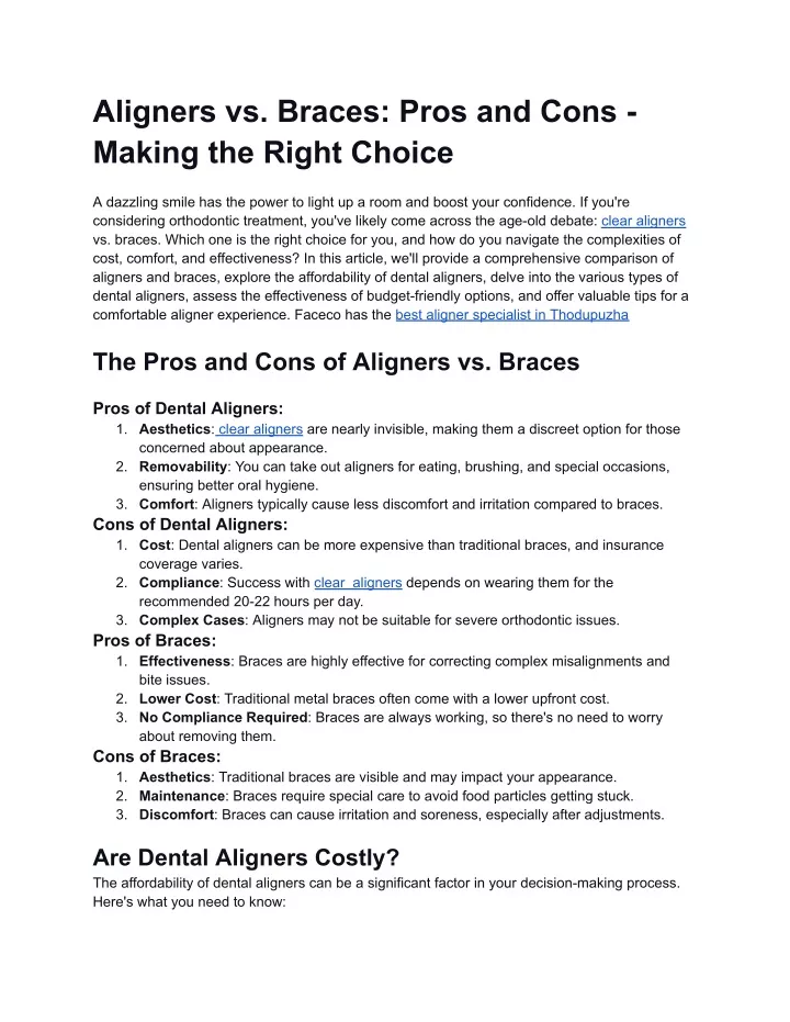 aligners vs braces pros and cons making the right