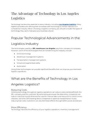 The Advantage of Technology in Los Angeles Logistics (1)