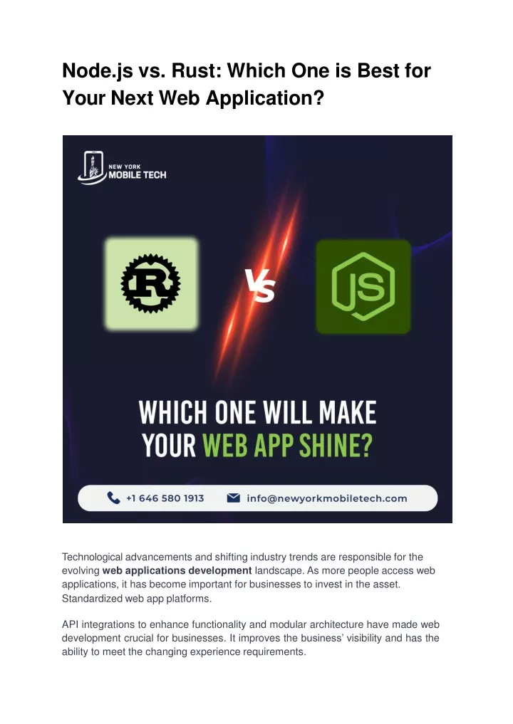 node js vs rust which one is best for your next web application