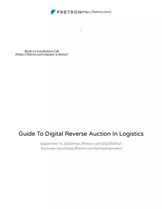 Digital Reverse Auction In Logistics