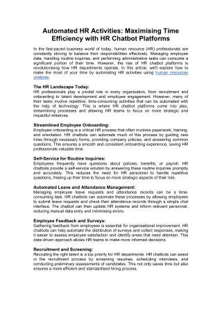 automated hr activities maximising time