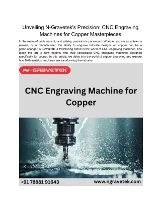 N-Gravetek's Precision: CNC Engraving Machines for Copper