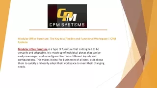 Modular Office Furniture - CPM Systems