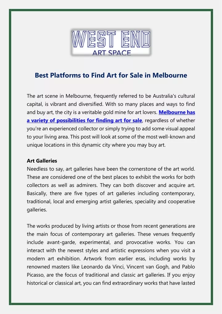 best platforms to find art for sale in melbourne