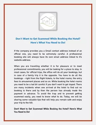 Don’t Want to Get Scammed While Booking the Hotel- Here’s What You Need to Do