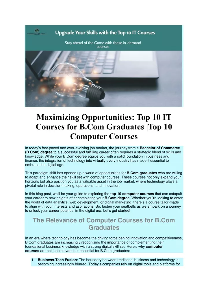 maximizing opportunities top 10 it courses