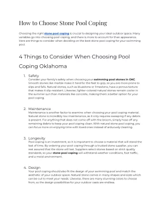 how to choose stone pool coping