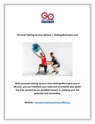 Personal Training Services Mclean | Onthegofitnesspro.com