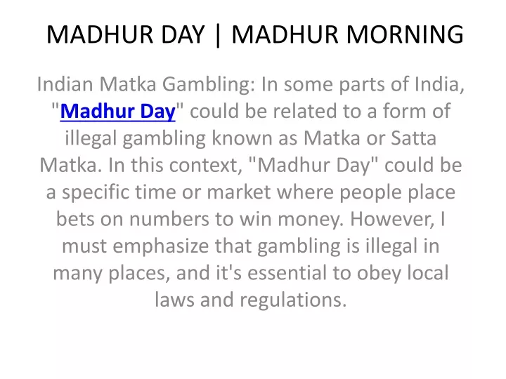 madhur day madhur morning