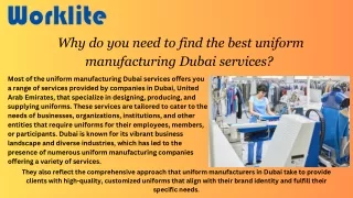 Why do you need to find the best uniform manufacturing Dubai services