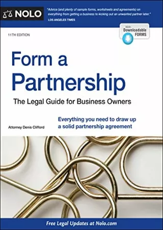 PDF KINDLE DOWNLOAD Form a Partnership: The Legal Guide for Business Owners
