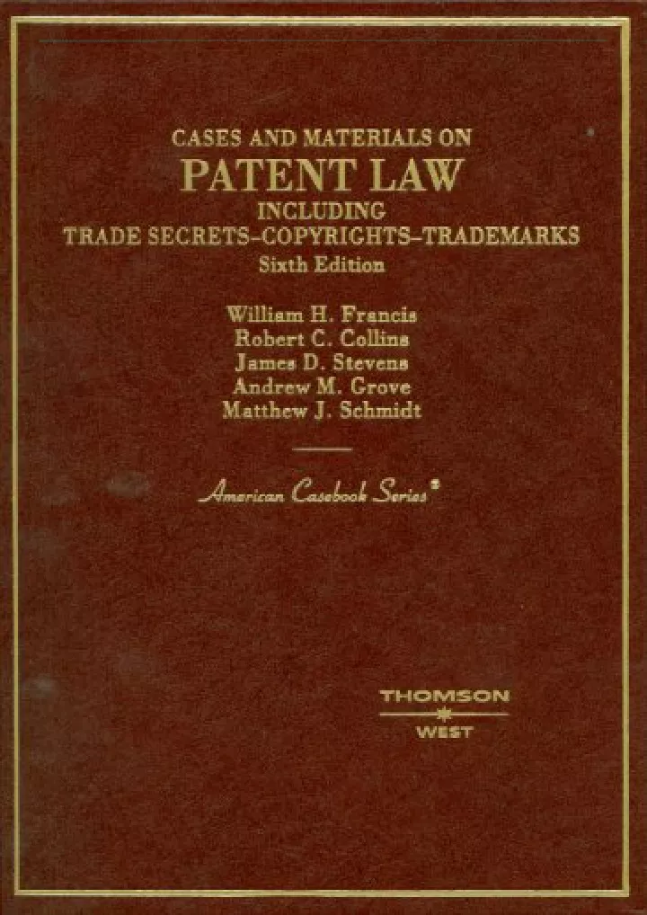 cases and materials on patent law including trade
