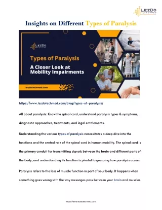 Insights on Different Types of Paralysis