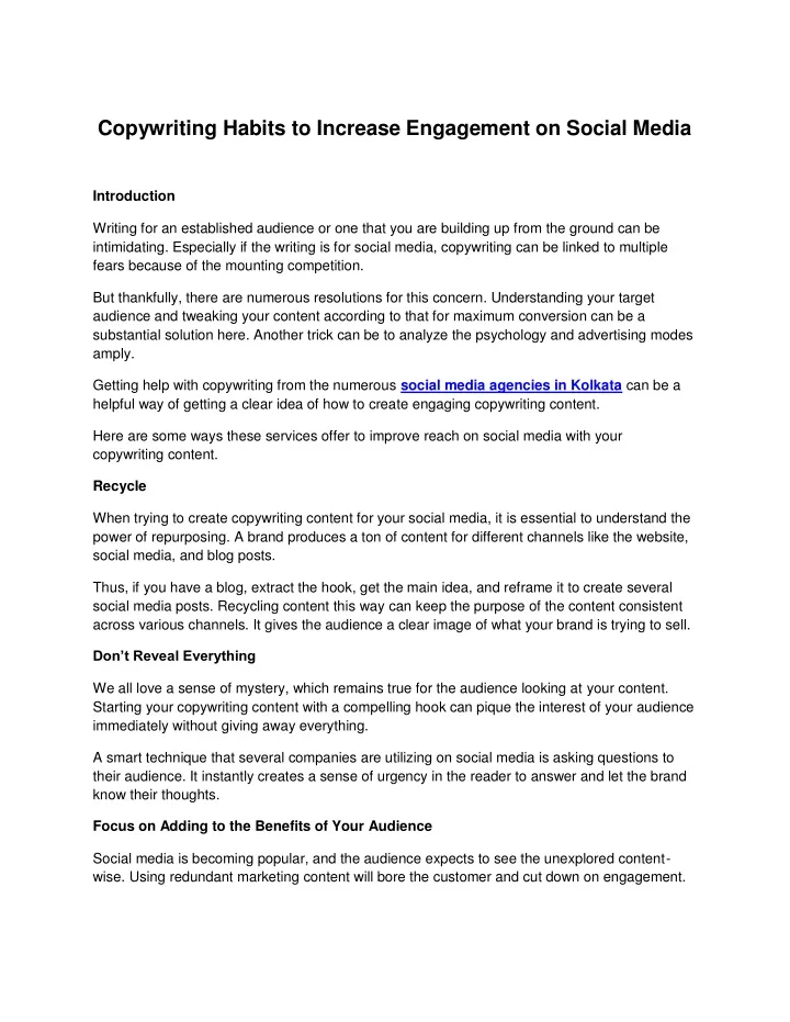 copywriting habits to increase engagement