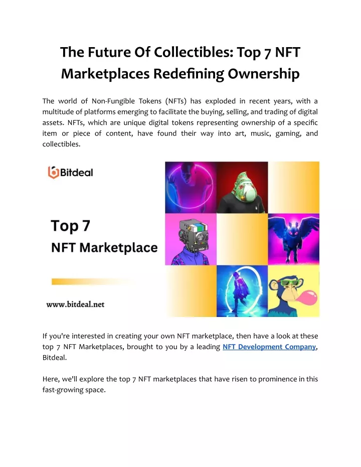 the future of collectibles top 7 nft marketplaces
