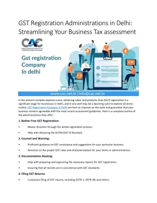 GST Registration Administrations in Delhi: Streamlining Your Business Tax assess