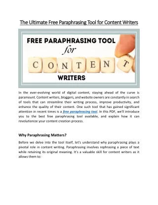 The Ultimate Free Paraphrasing Tool for Content Writers