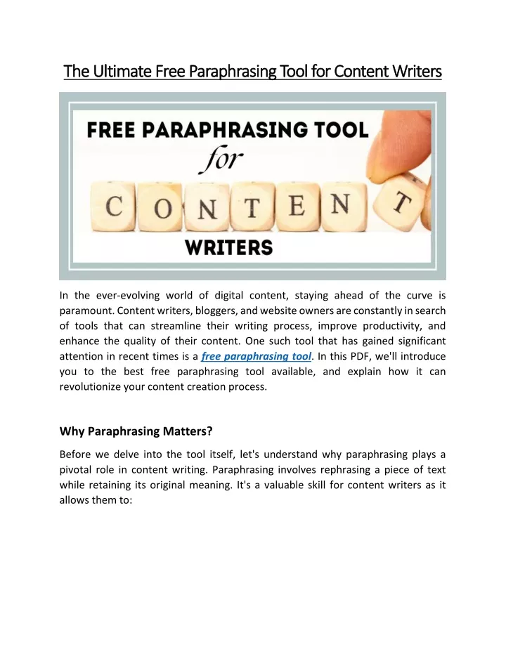 the ultimate free paraphrasing tool for content