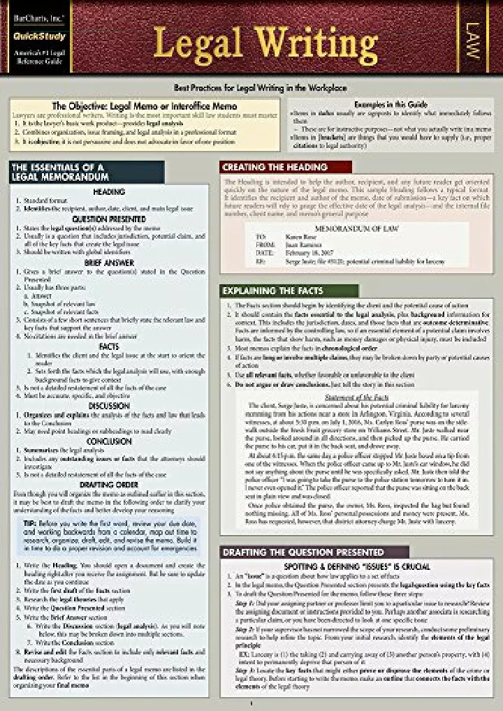 legal writing quickstudy laminated reference