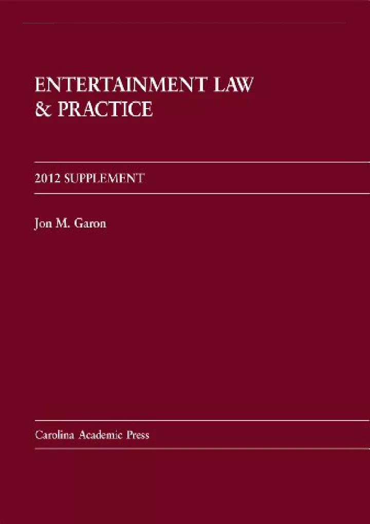 entertainment law and practice 2012 supplement