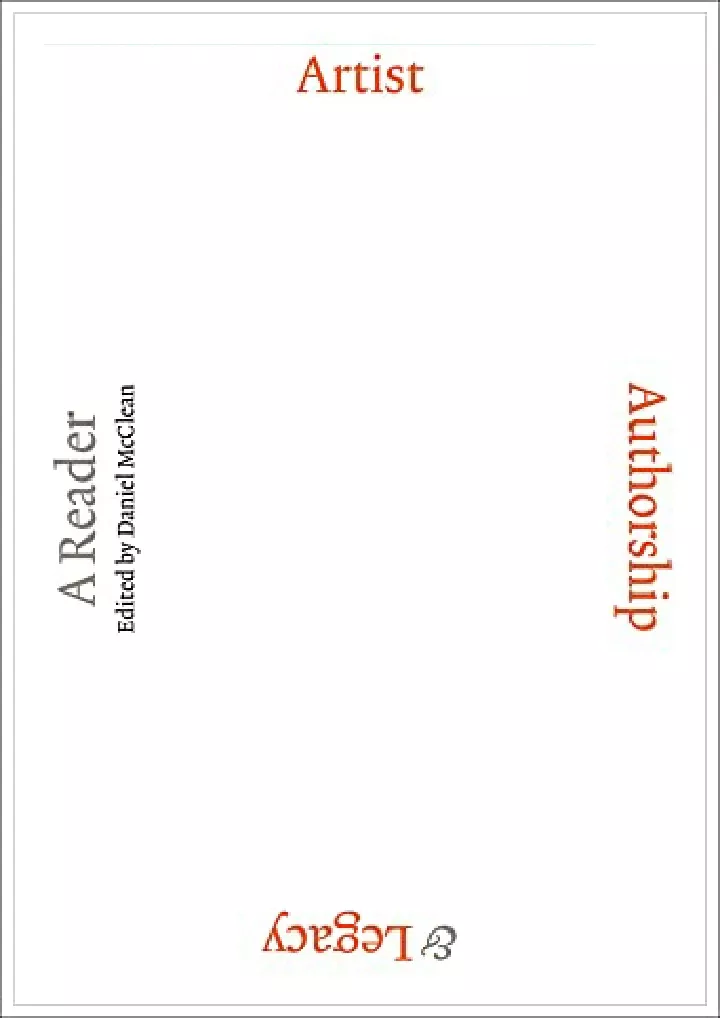 artist authorship legacy a reader download