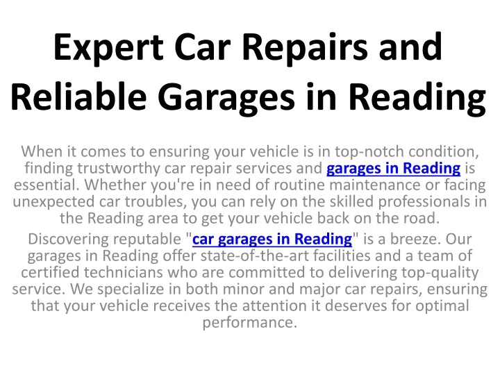 expert car repairs and reliable garages in reading