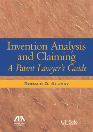 Download Book [PDF] Invention Analysis and Claiming: A Patent Lawyer's Guid