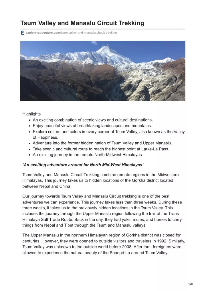 tsum valley and manaslu circuit trekking