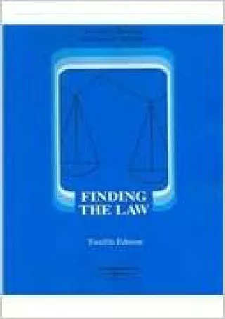 [READ DOWNLOAD] Finding the Law, 12th Edition (American Casebooks) bestsell