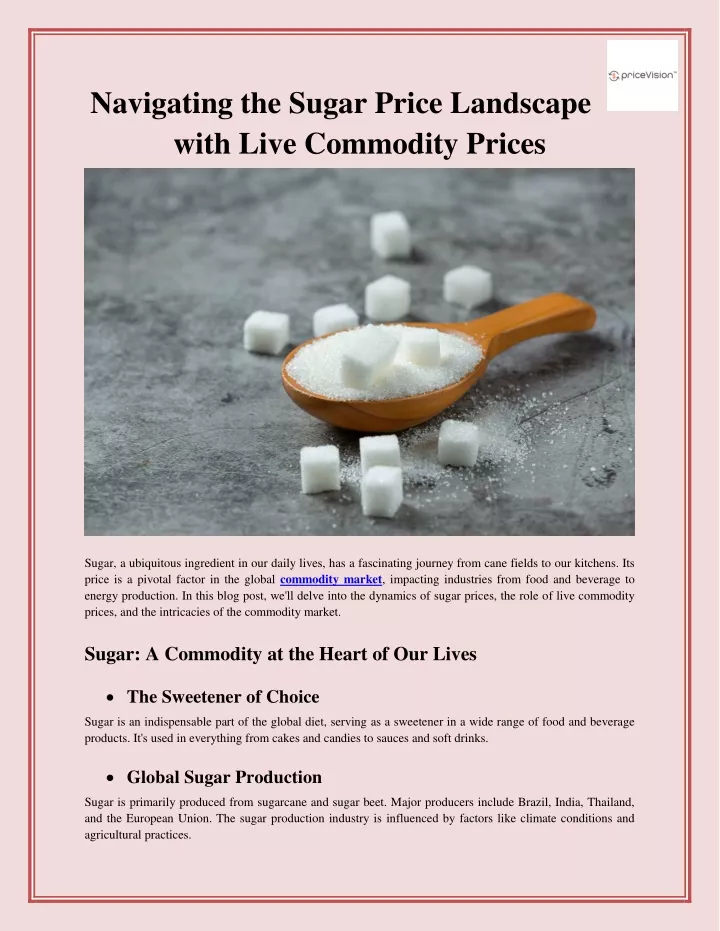 navigating the sugar price landscape with live