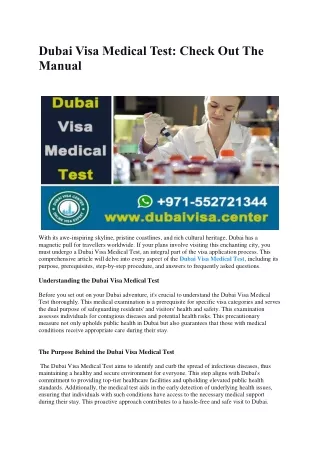 Dubai Visa Medical Test: Check Out The Manual