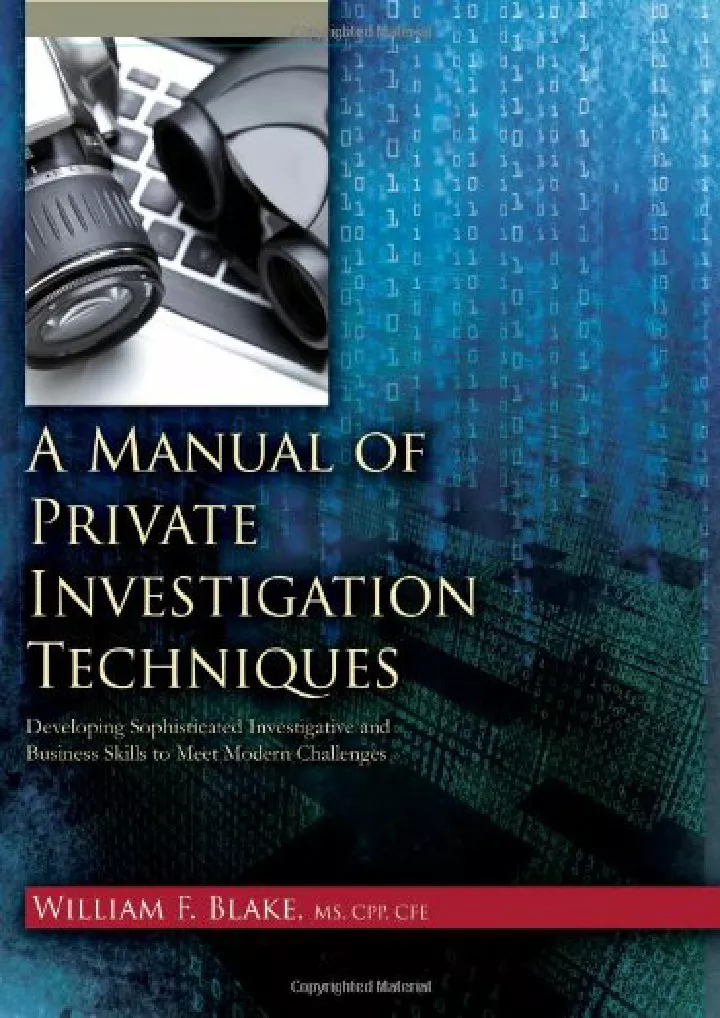 a manual of private investigation techniques