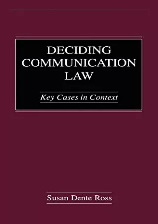 DOWNLOAD/PDF Deciding Communication Law: Key Cases in Context (Routledge Co