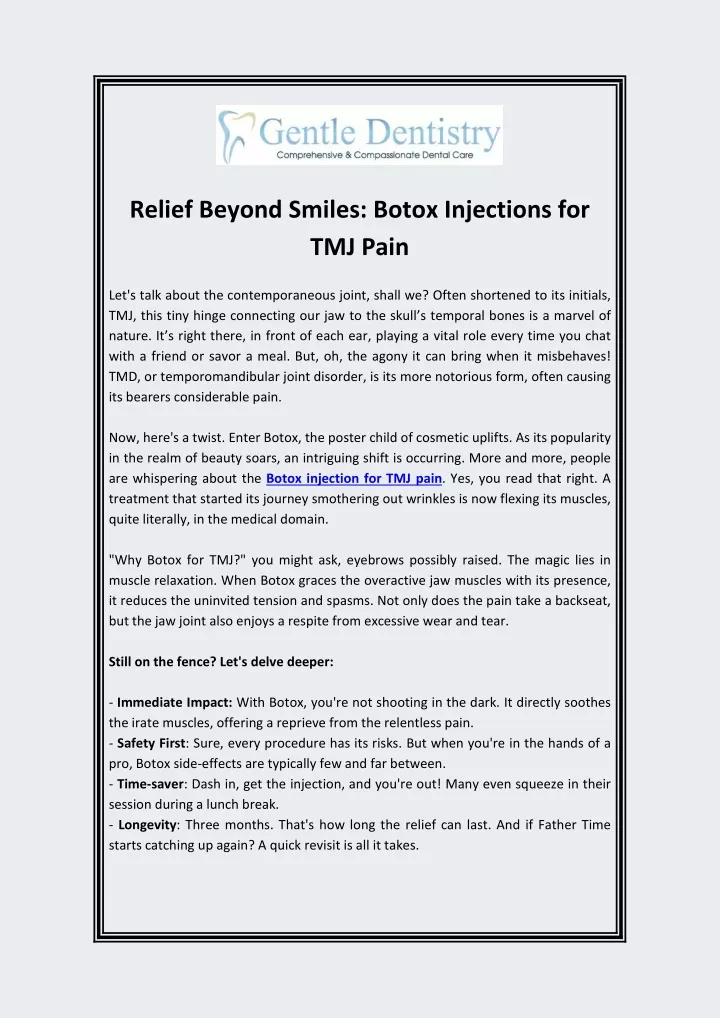 relief beyond smiles botox injections for tmj pain