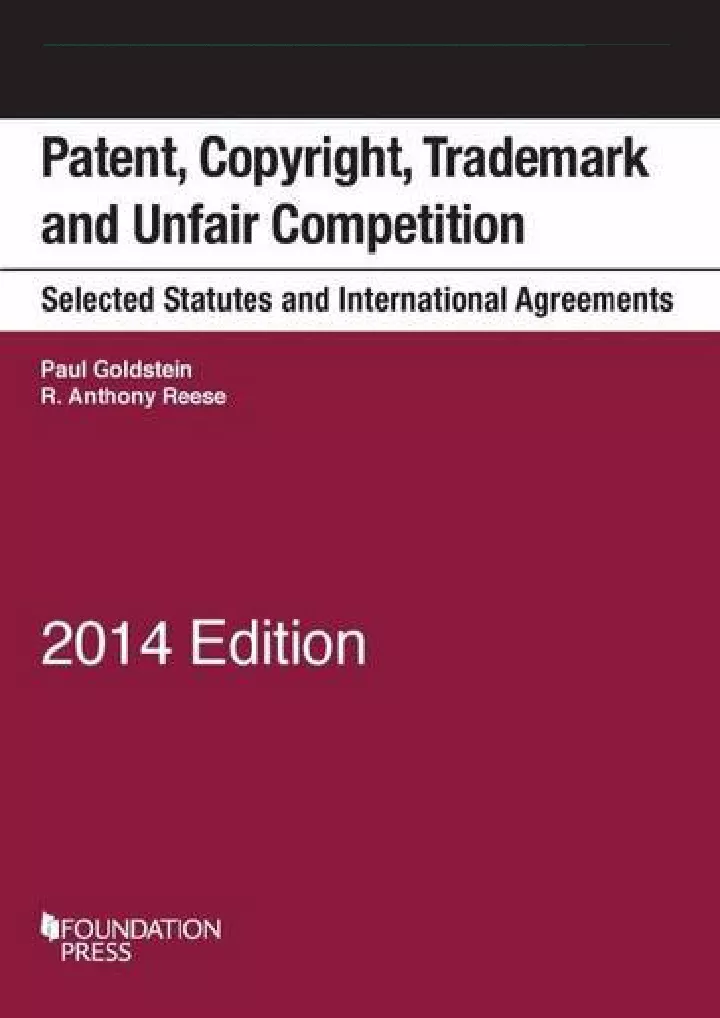 patent copyright trademark and unfair competition