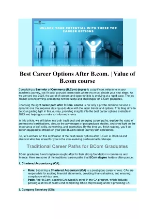 Best Career Options After B.com Value of B.com course