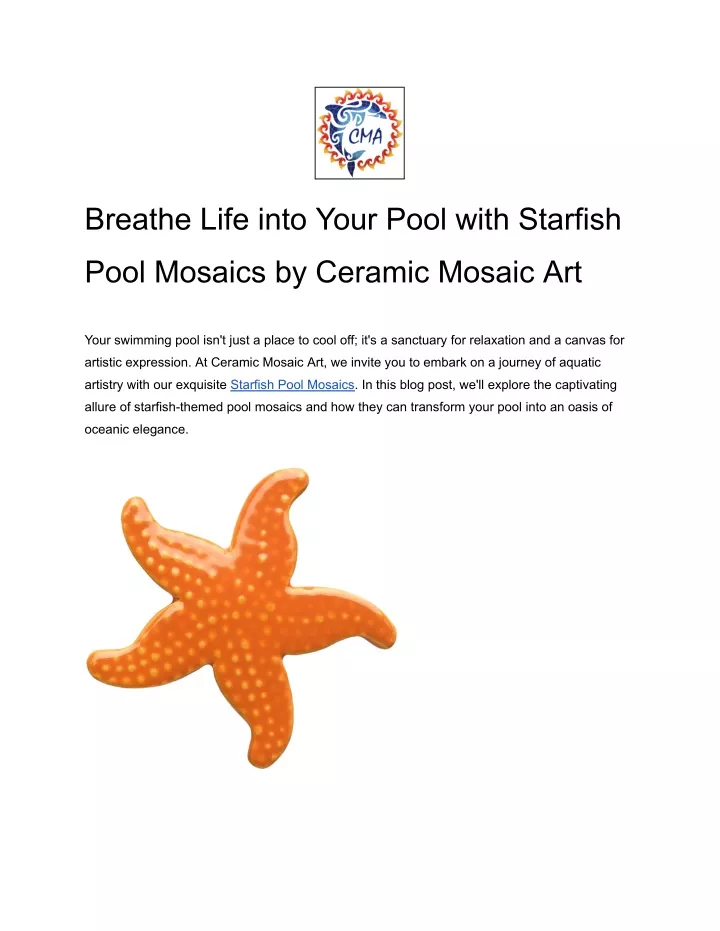 breathe life into your pool with starfish