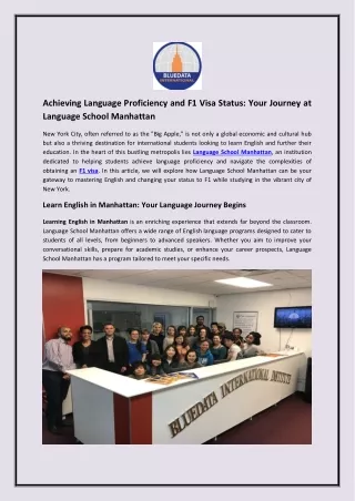 Achieving Language Proficiency and F1 Visa Status Your Journey at Language School Manhattan