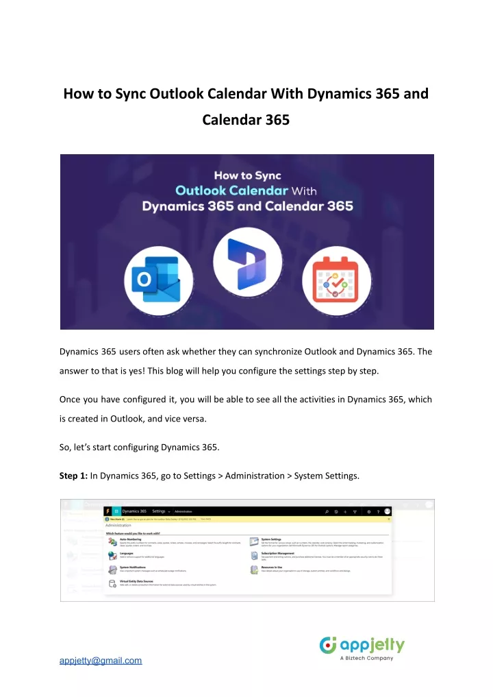 how to sync outlook calendar with dynamics 365 and