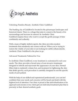 Unlocking Timeless Beauty: Aesthetic Clinic Guildford