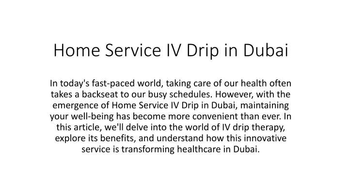 home service iv drip in dubai