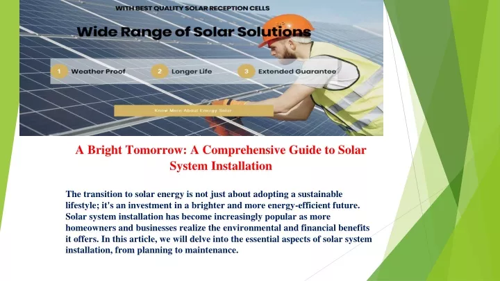 a bright tomorrow a comprehensive guide to solar system installation