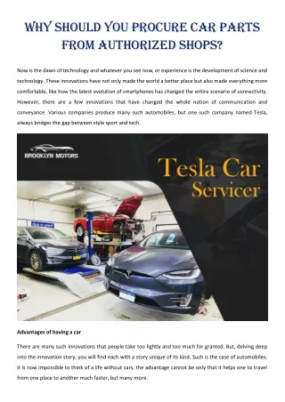 why should you procure car parts from authorized
