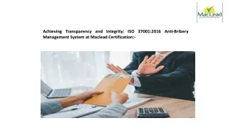 ISO 37001:2016 Anti-Bribery Management System at MacLead Certification