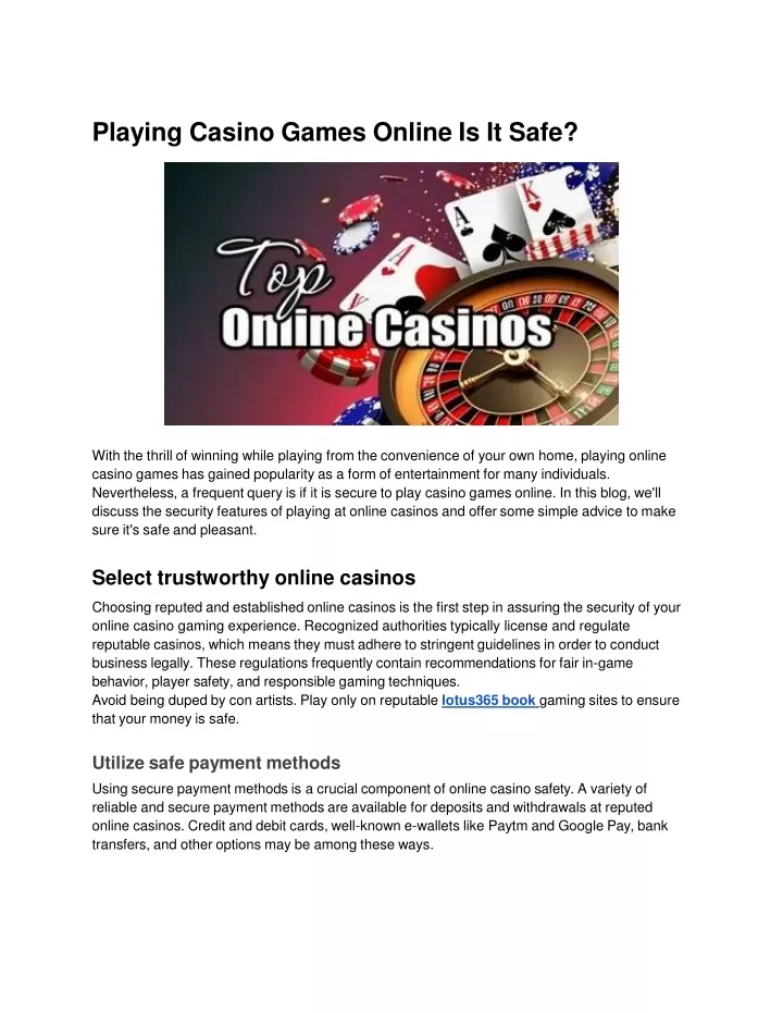 playing casino games online is it safe