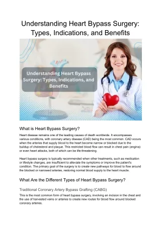 Understanding Heart Bypass Surgery Types, Indications, and Benefits