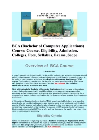 BCA (Bachelor of Computer Applications)  Course: Course, Eligibility, Admission.