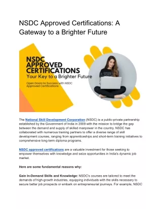 NSDC Approved Certifications_ A Gateway to a Brighter Future