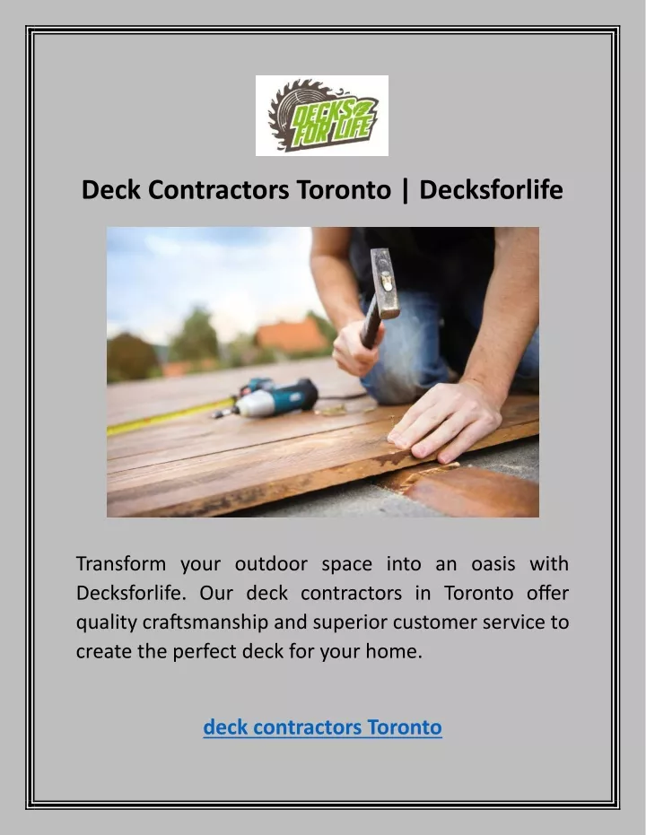 deck contractors toronto decksforlife